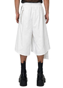 LINEN ASYMMETRIC PLEATED SHORTS