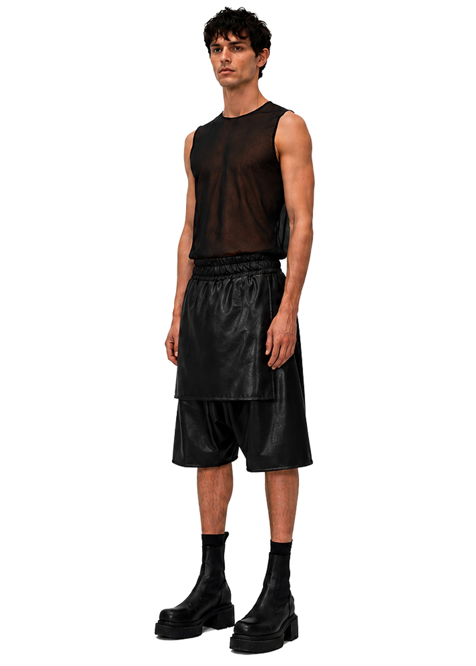 VEGAN LEATHER SAMURAI SHORTS