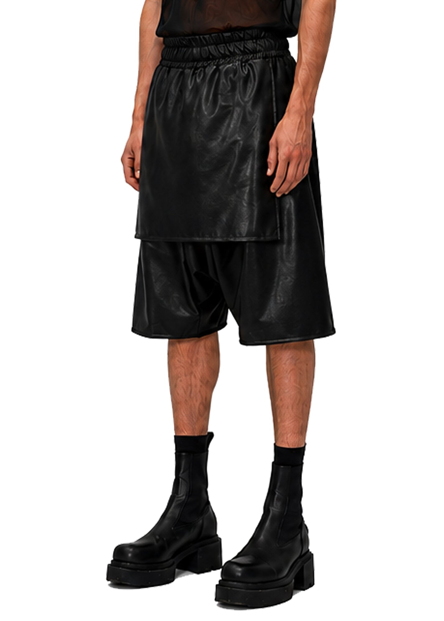 VEGAN LEATHER SAMURAI SHORTS