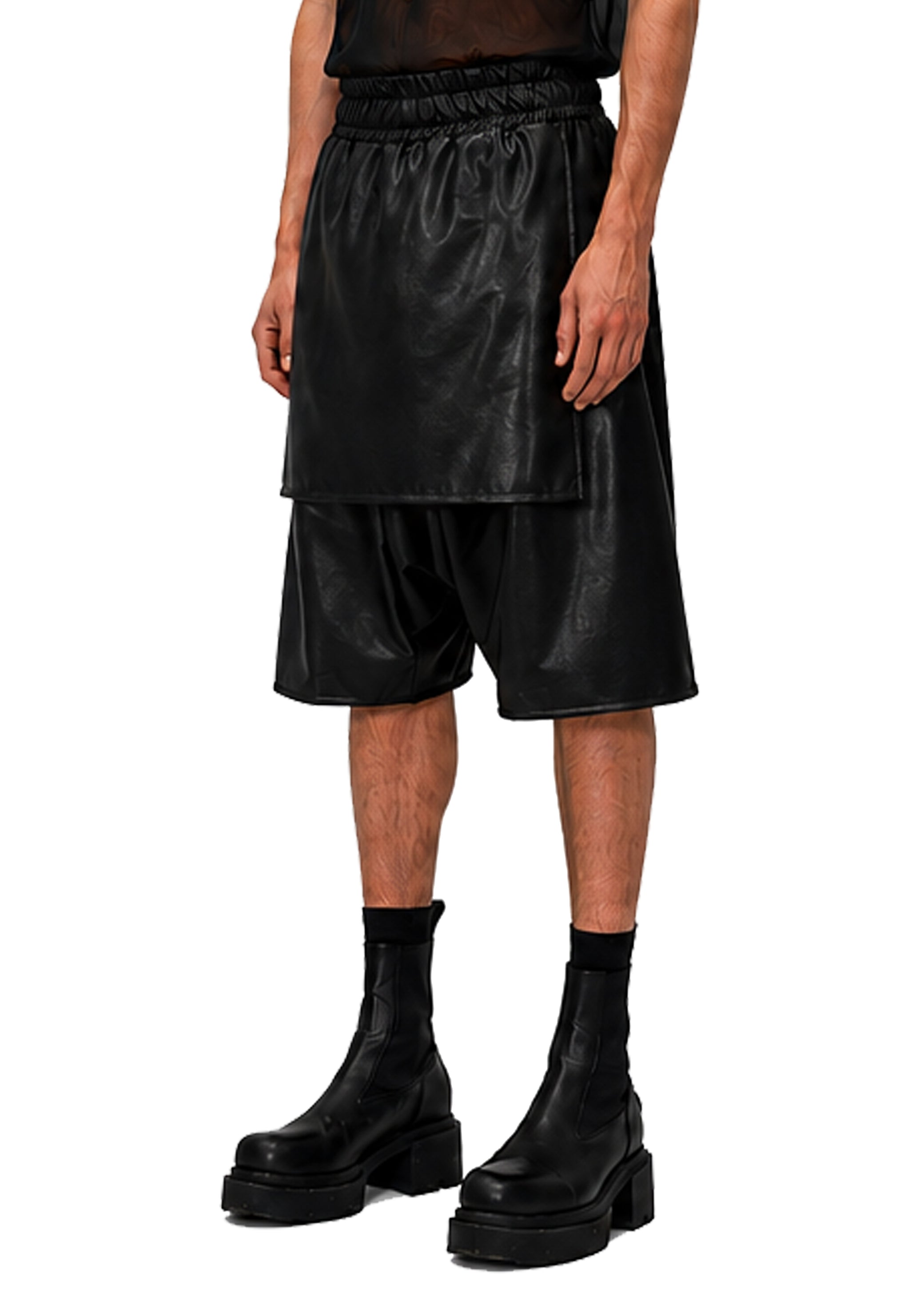 VEGAN LEATHER SAMURAI SHORTS