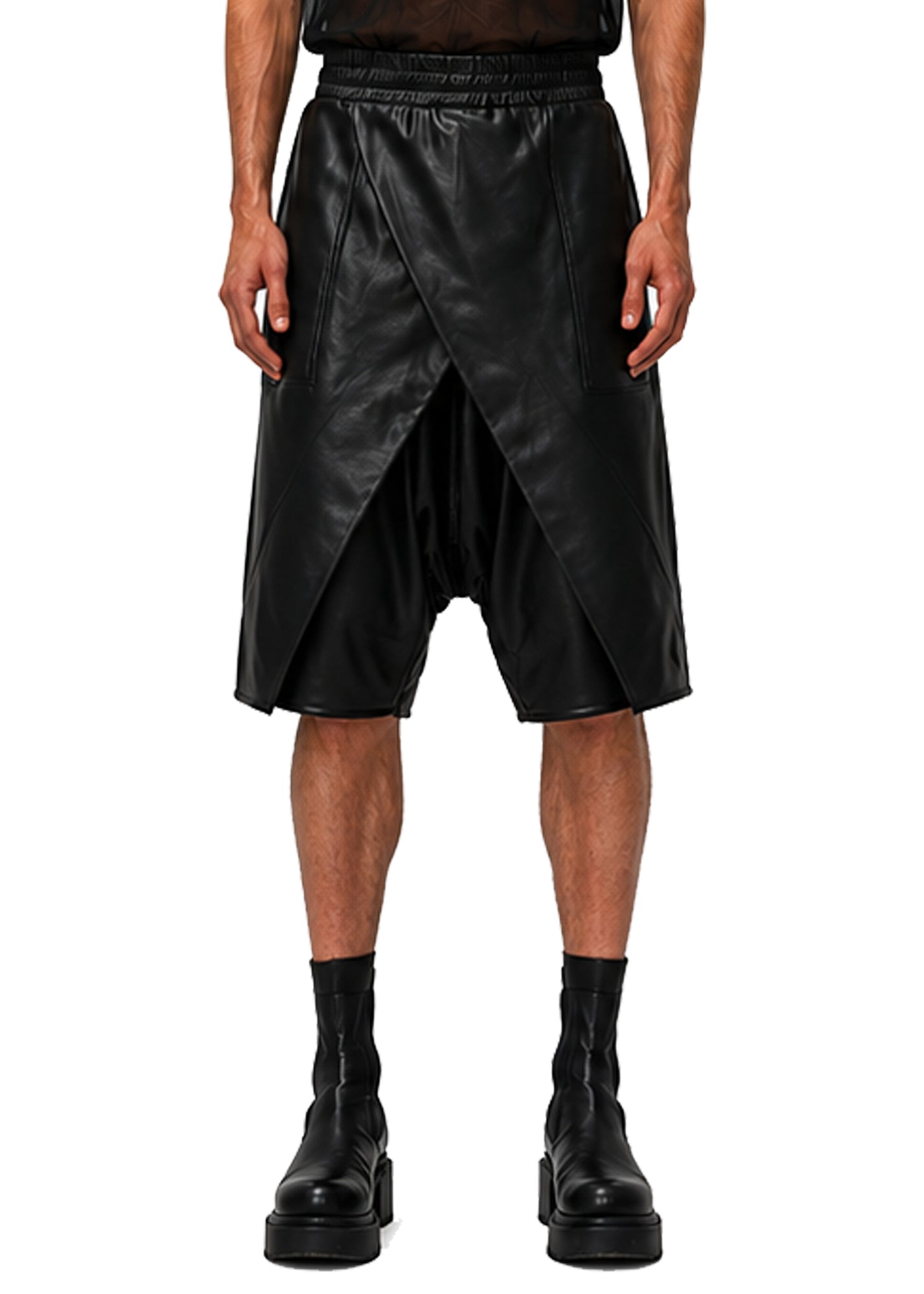 VEGAN LEATHER WRAP SHORTS