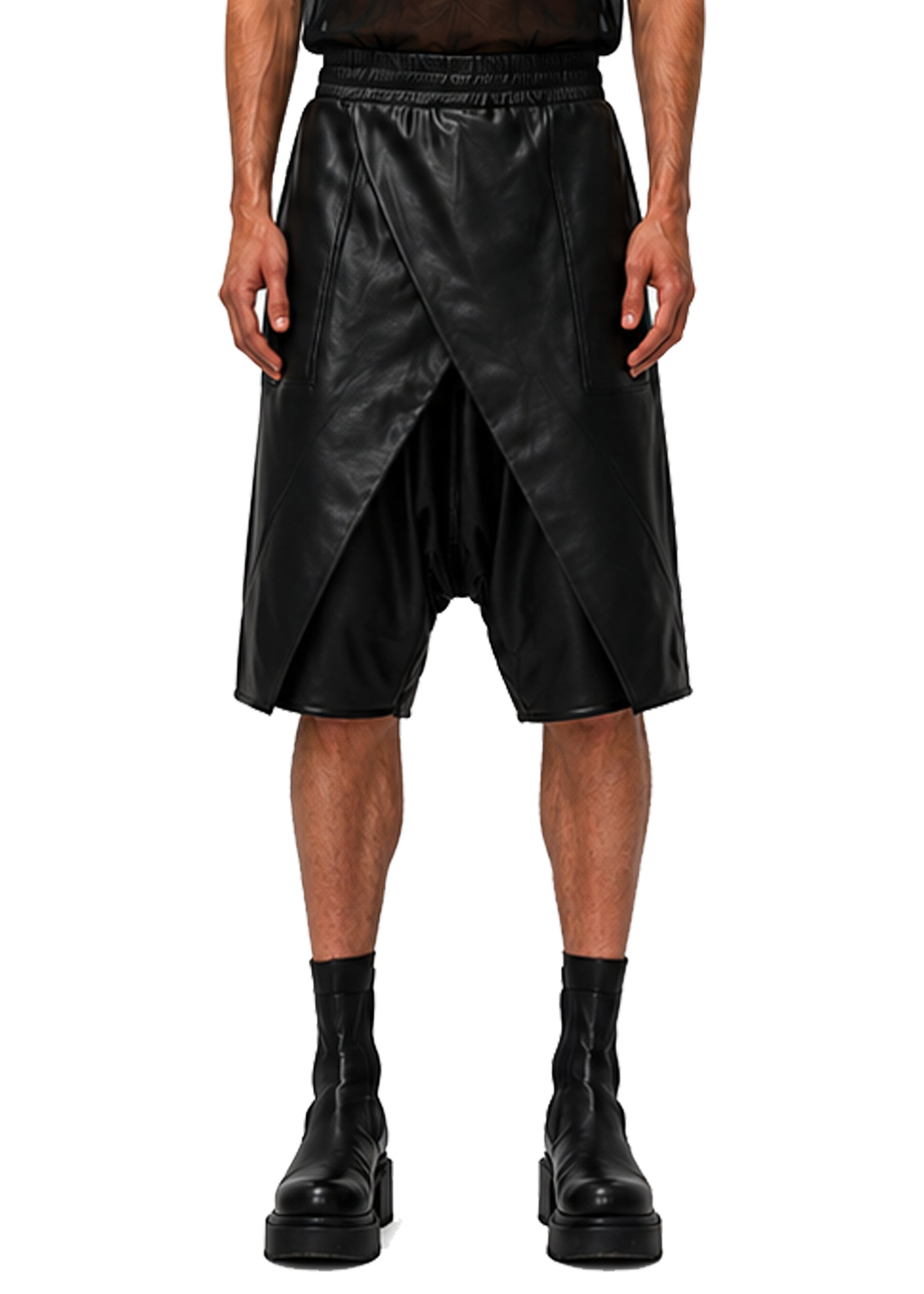 VEGAN LEATHER WRAP SHORTS