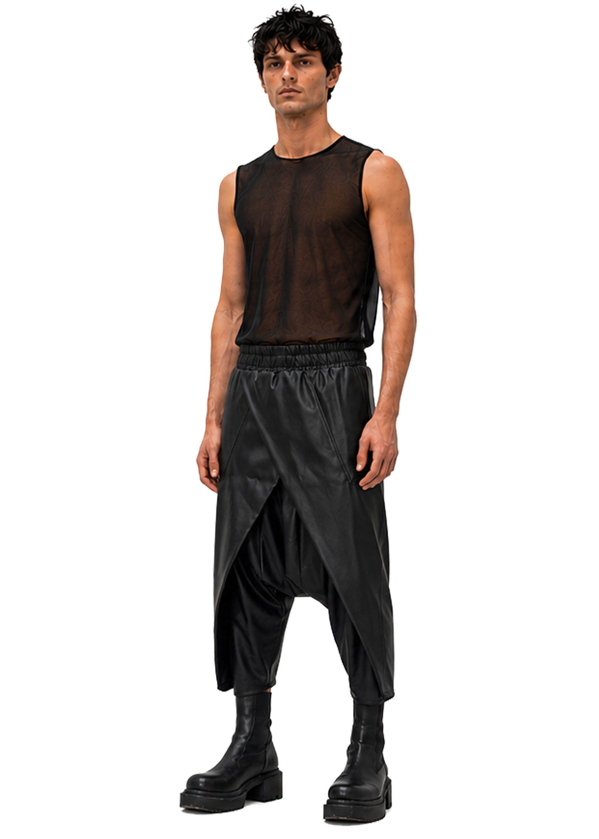VEGAN LEATHER WRAP TROUSERS