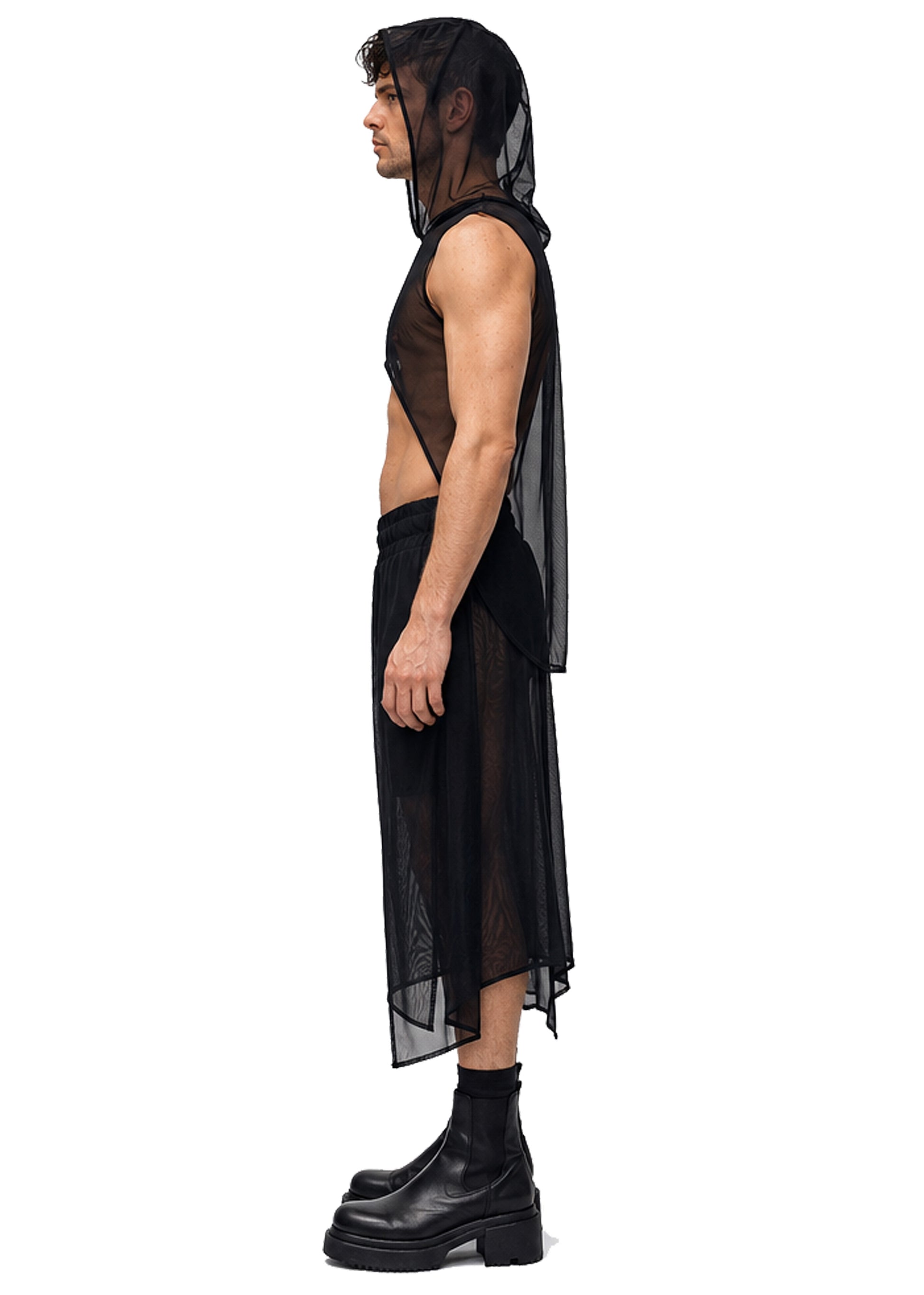 MESH CROPPED HOODIE