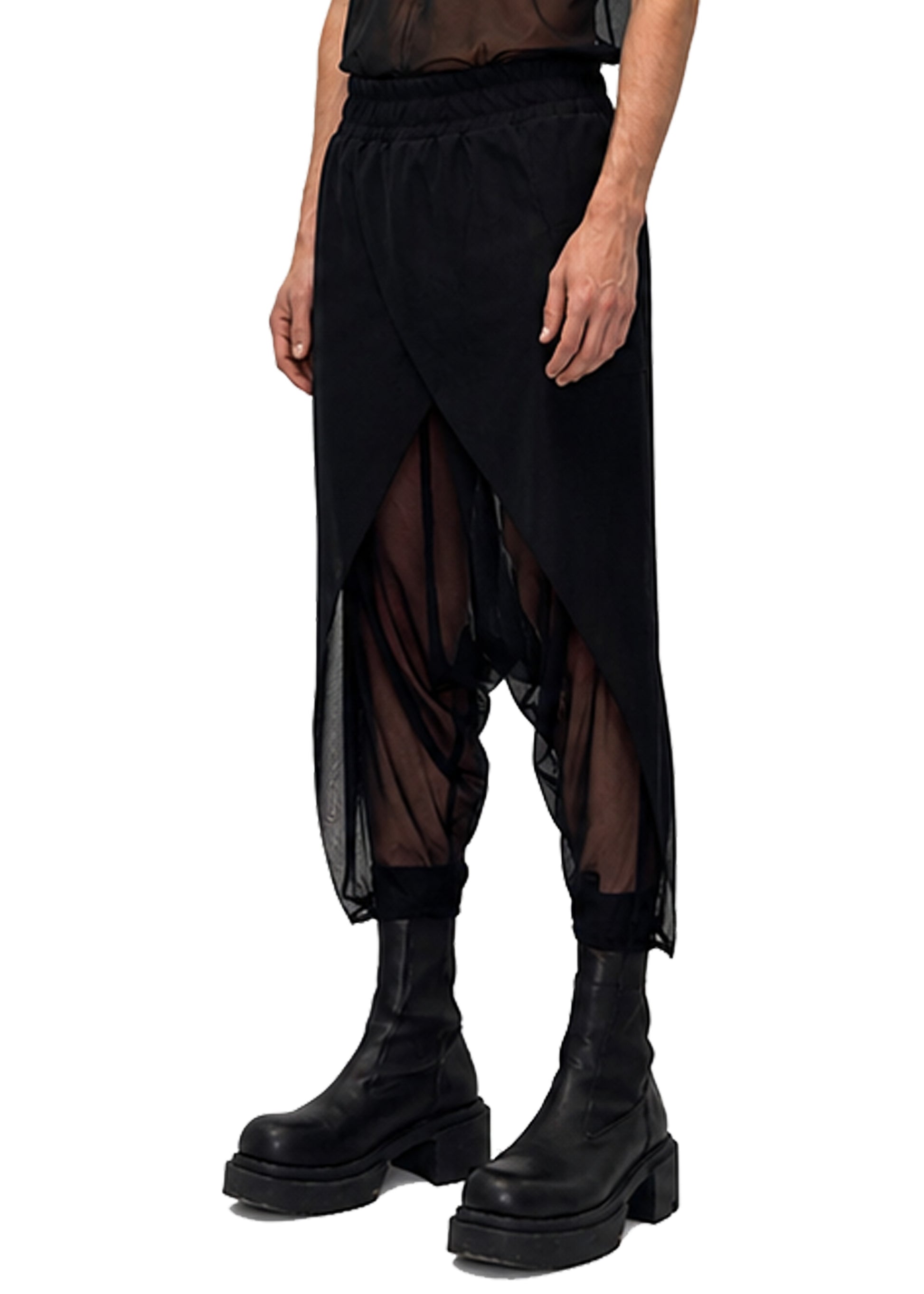 MESH WRAP TROUSERS