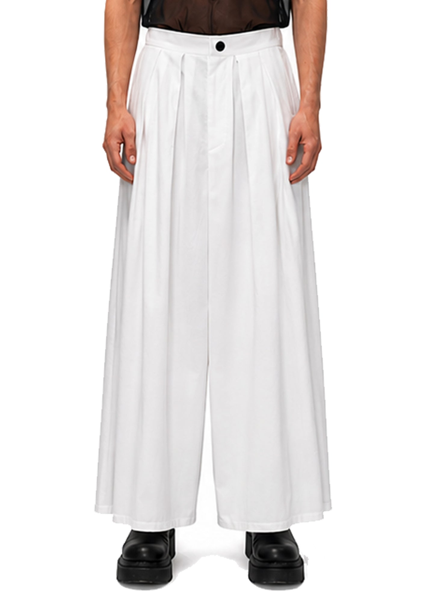 LINEN BOX PLEAT TROUSERS