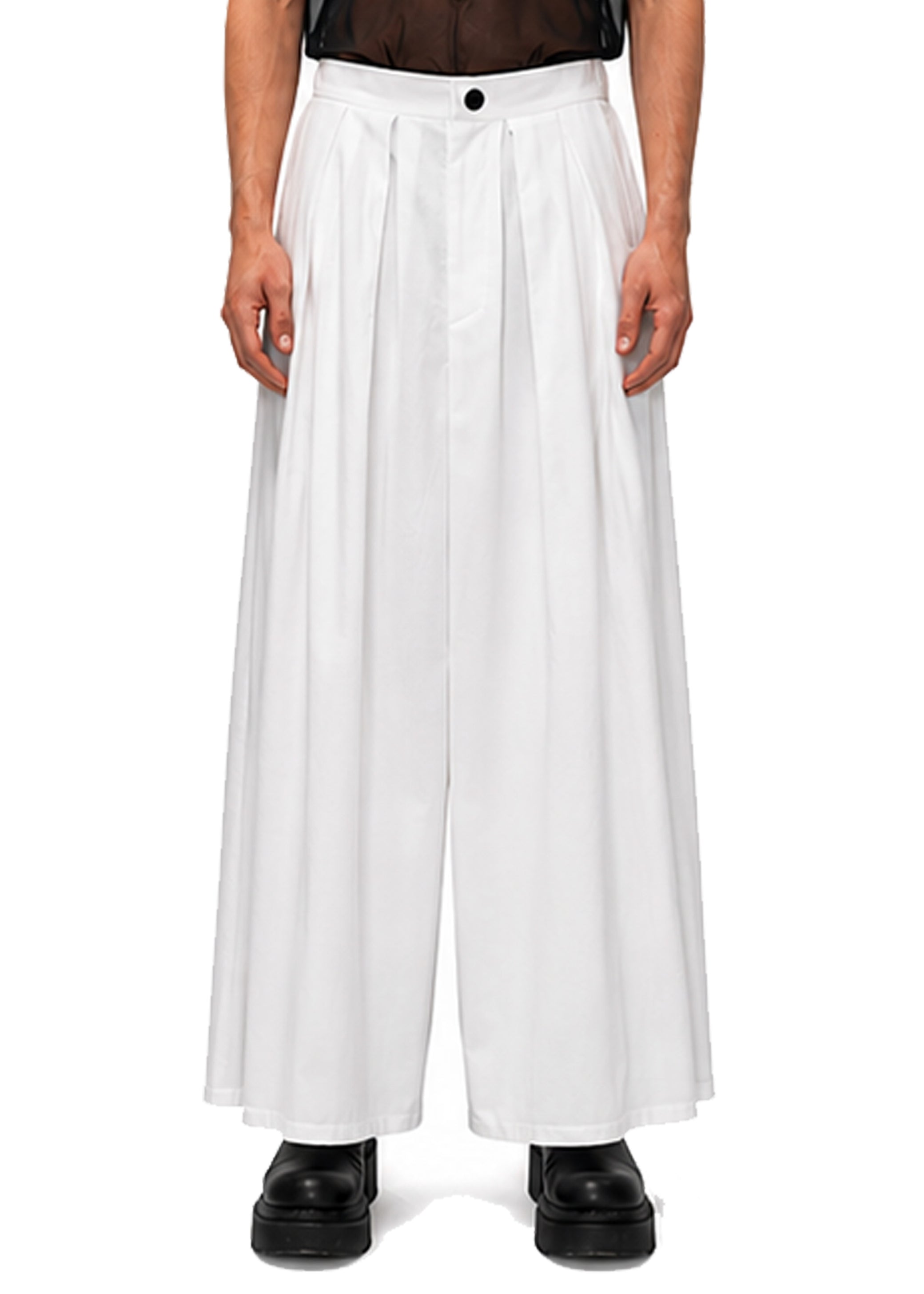 LINEN BOX PLEAT TROUSERS