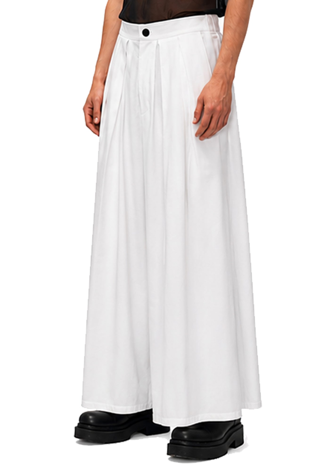 LINEN BOX PLEAT TROUSERS