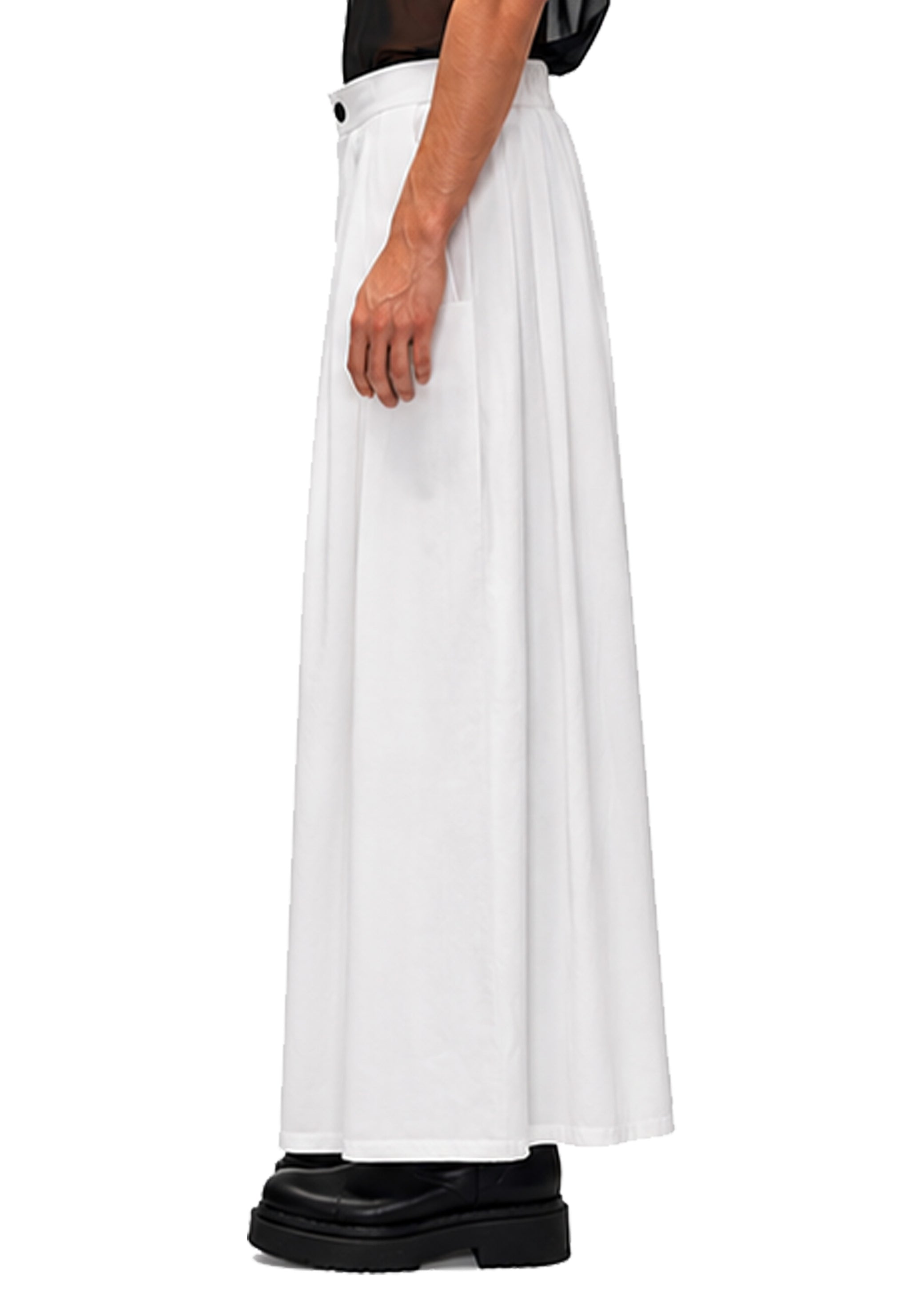 LINEN BOX PLEAT TROUSERS