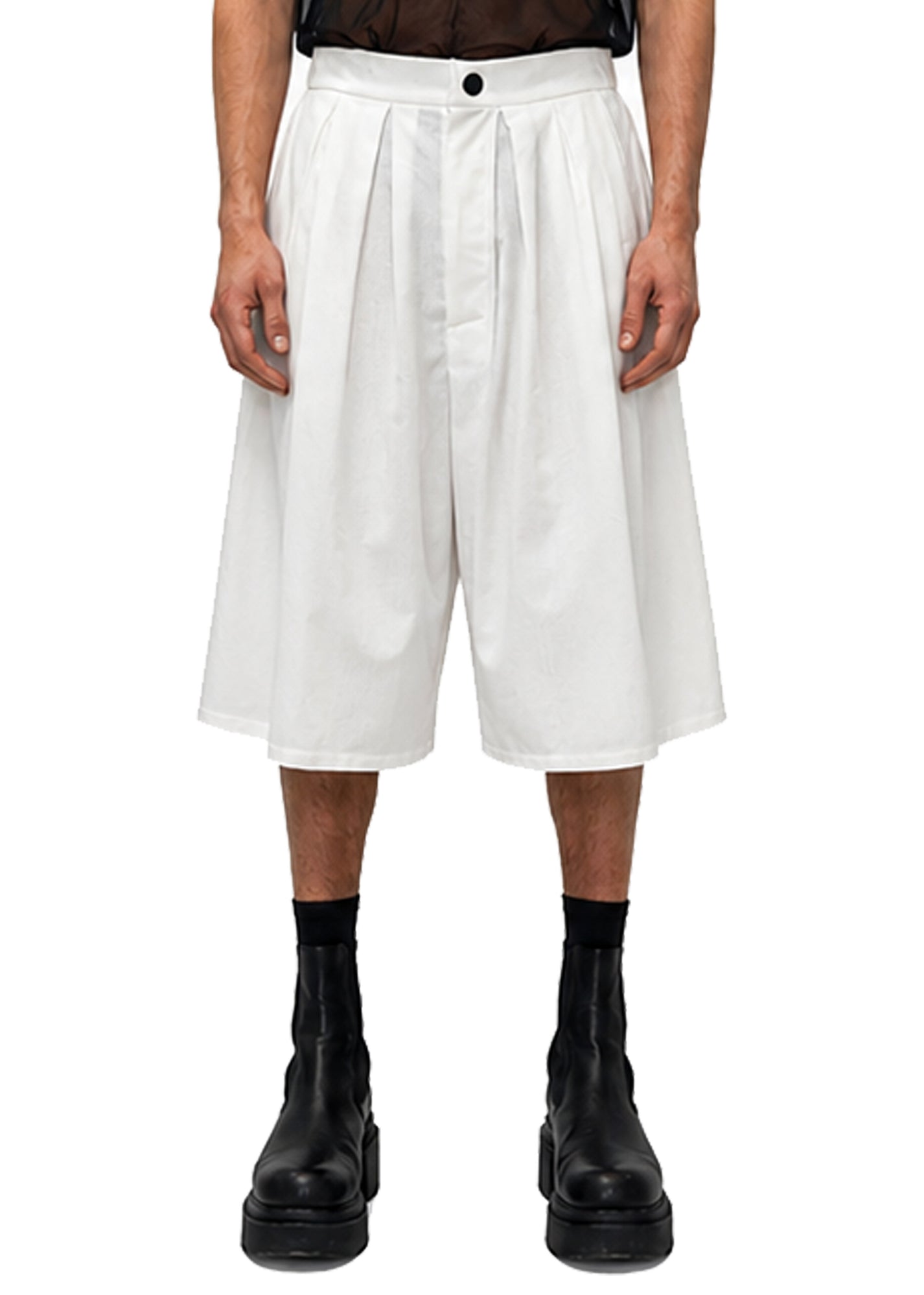 LINEN BOX PLEAT SHORTS