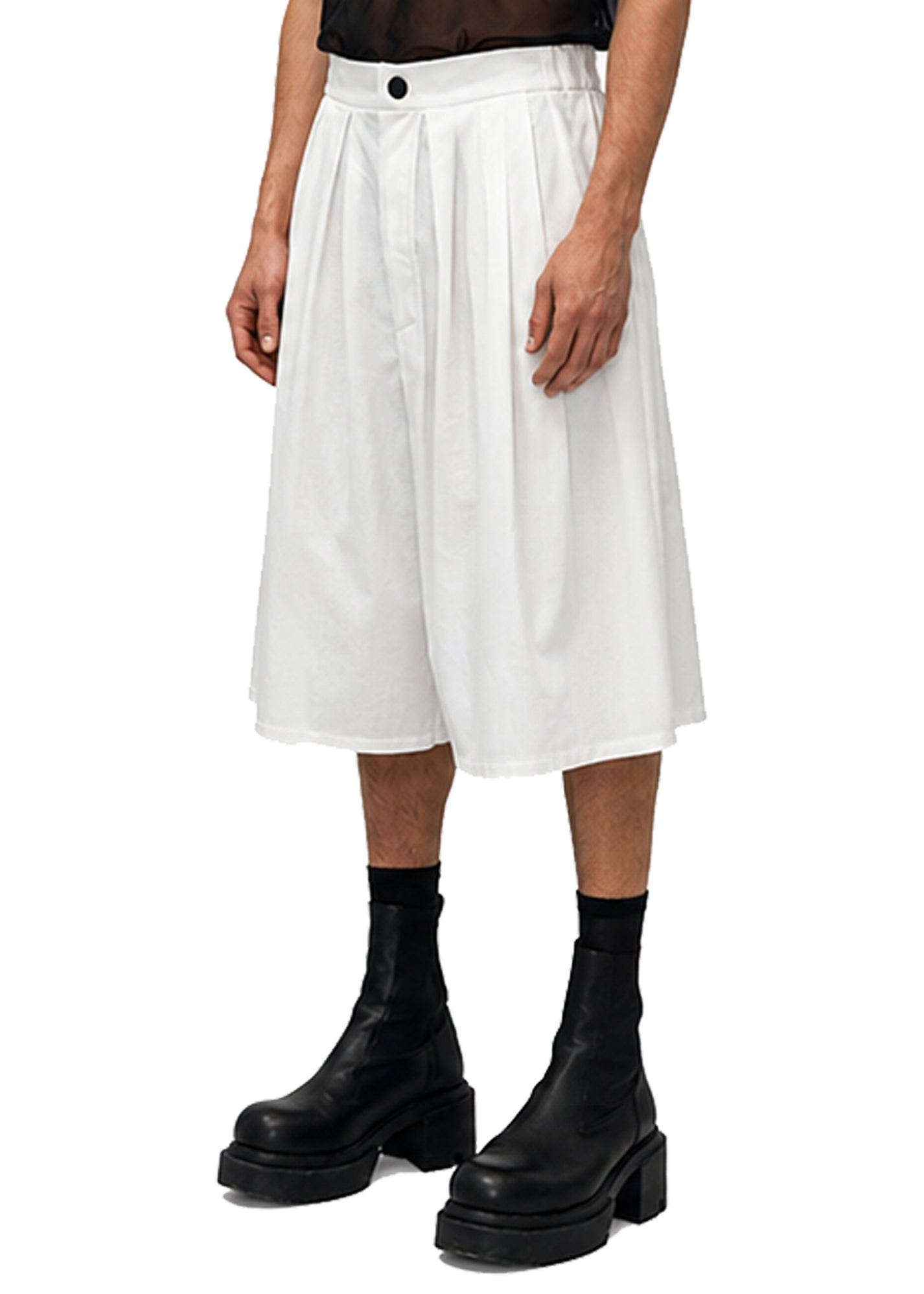 LINEN BOX PLEAT SHORTS