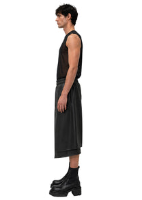 VEGAN LEATHER PANEL SHORTS