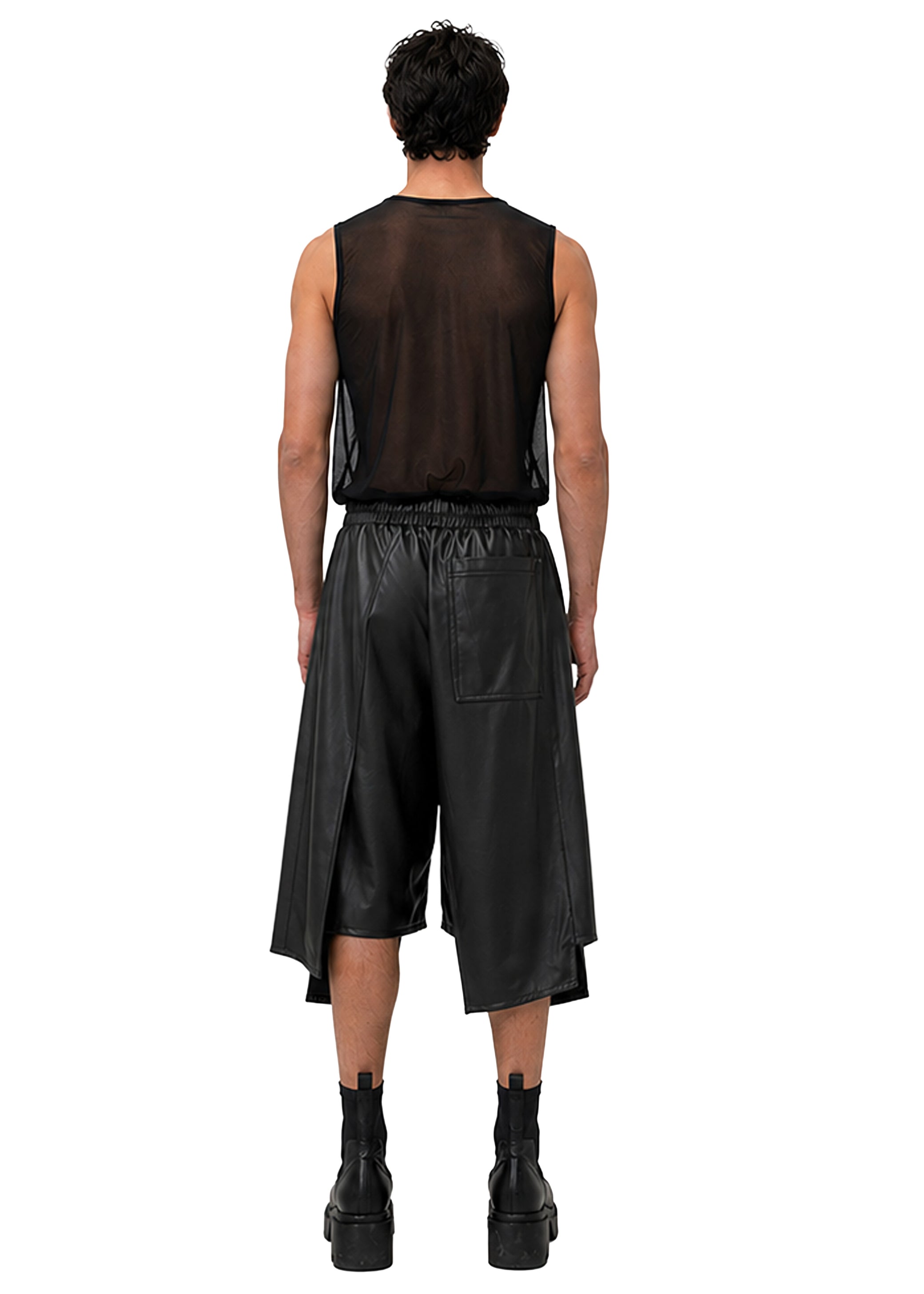 VEGAN LEATHER PANEL SHORTS