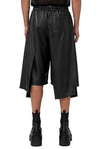 VEGAN LEATHER PANEL SHORTS