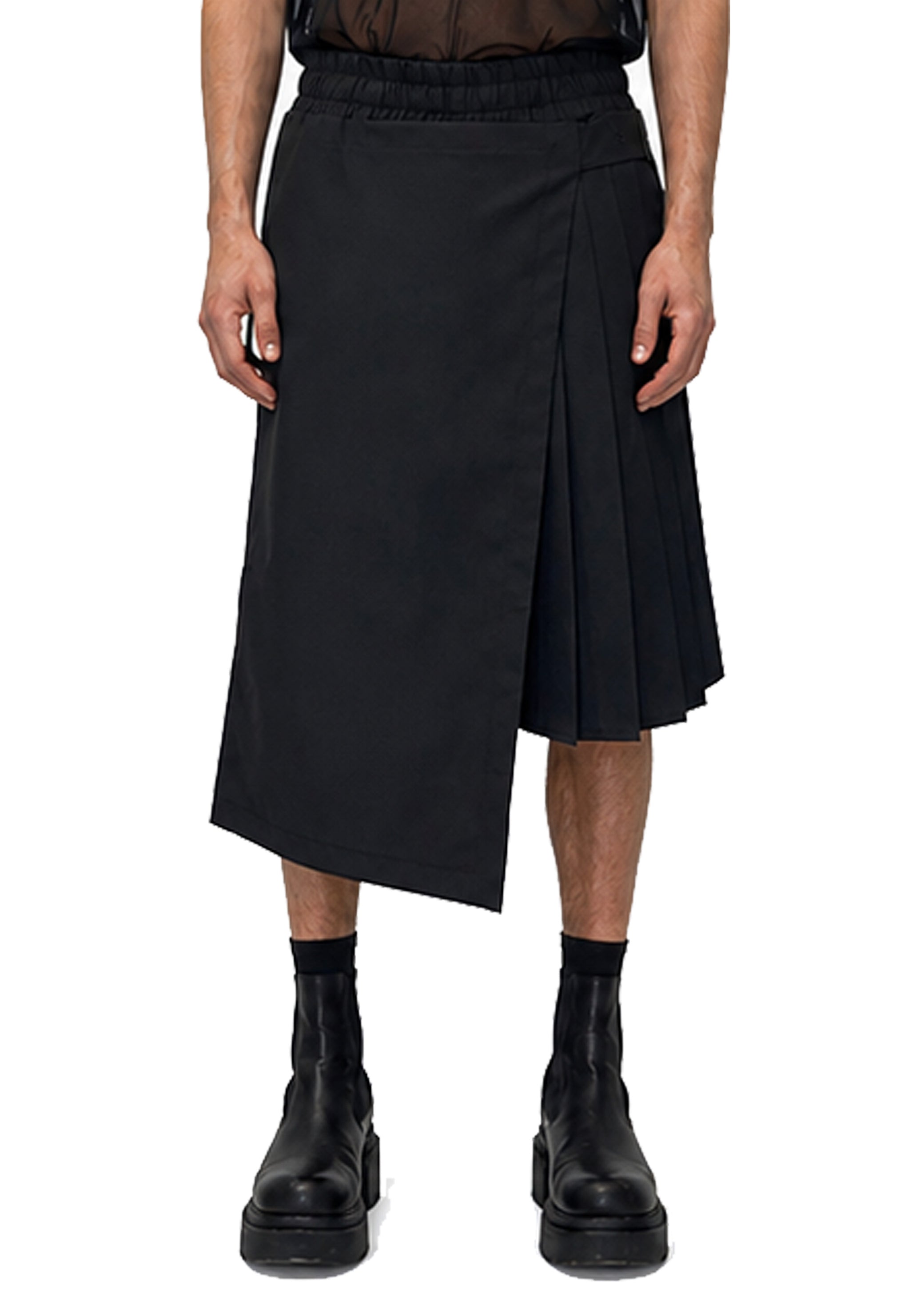 ASYMMETRIC PLEAT SHORTS