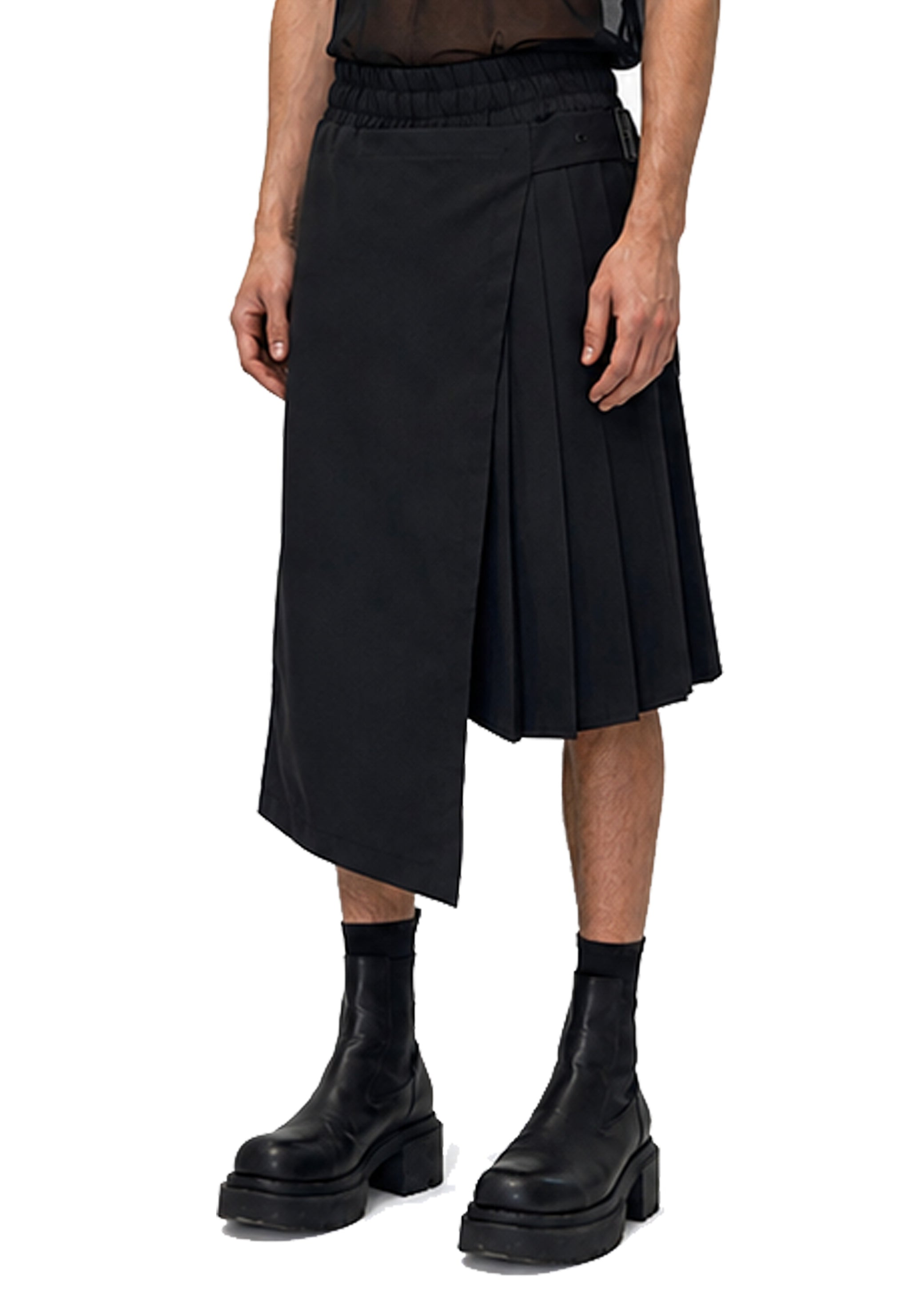 ASYMMETRIC PLEAT SHORTS