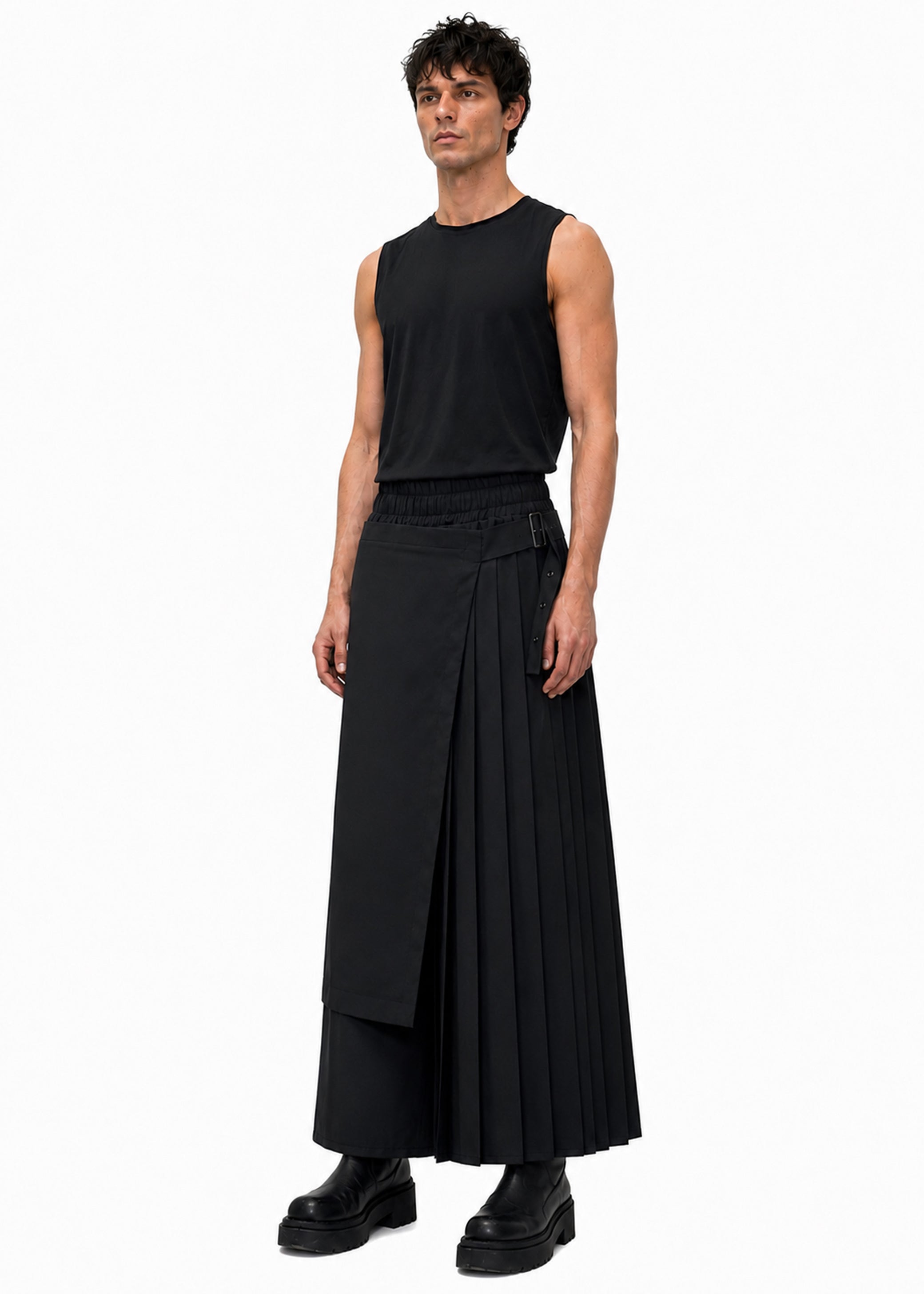 ASYMMETRIC PLEAT TROUSERS