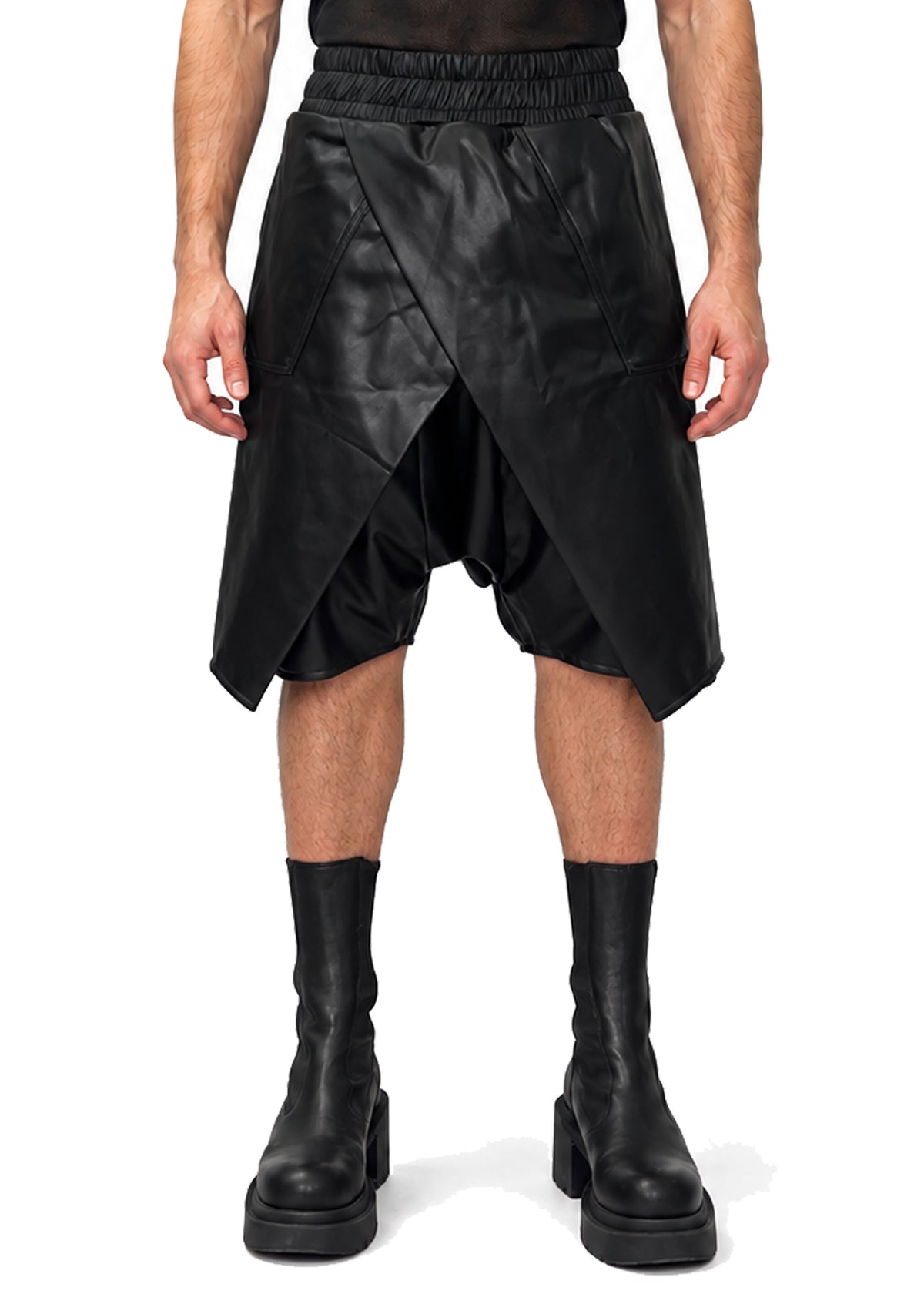 VEGAN LEATHER WRAP SHORTS
