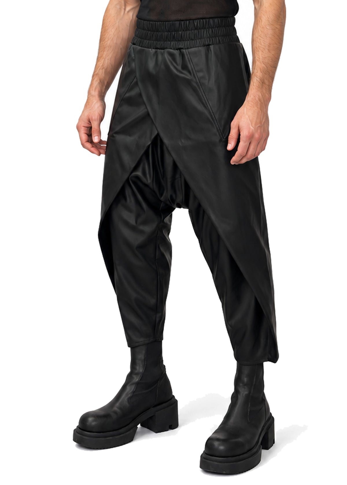 VEGAN LEATHER WRAP TROUSERS