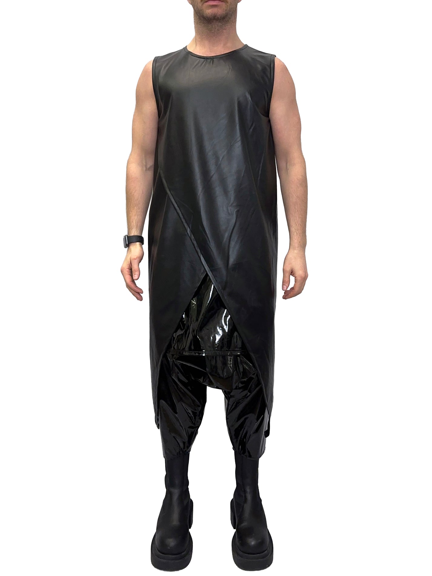 LEATHER LOOK SIDE PEAK VEST