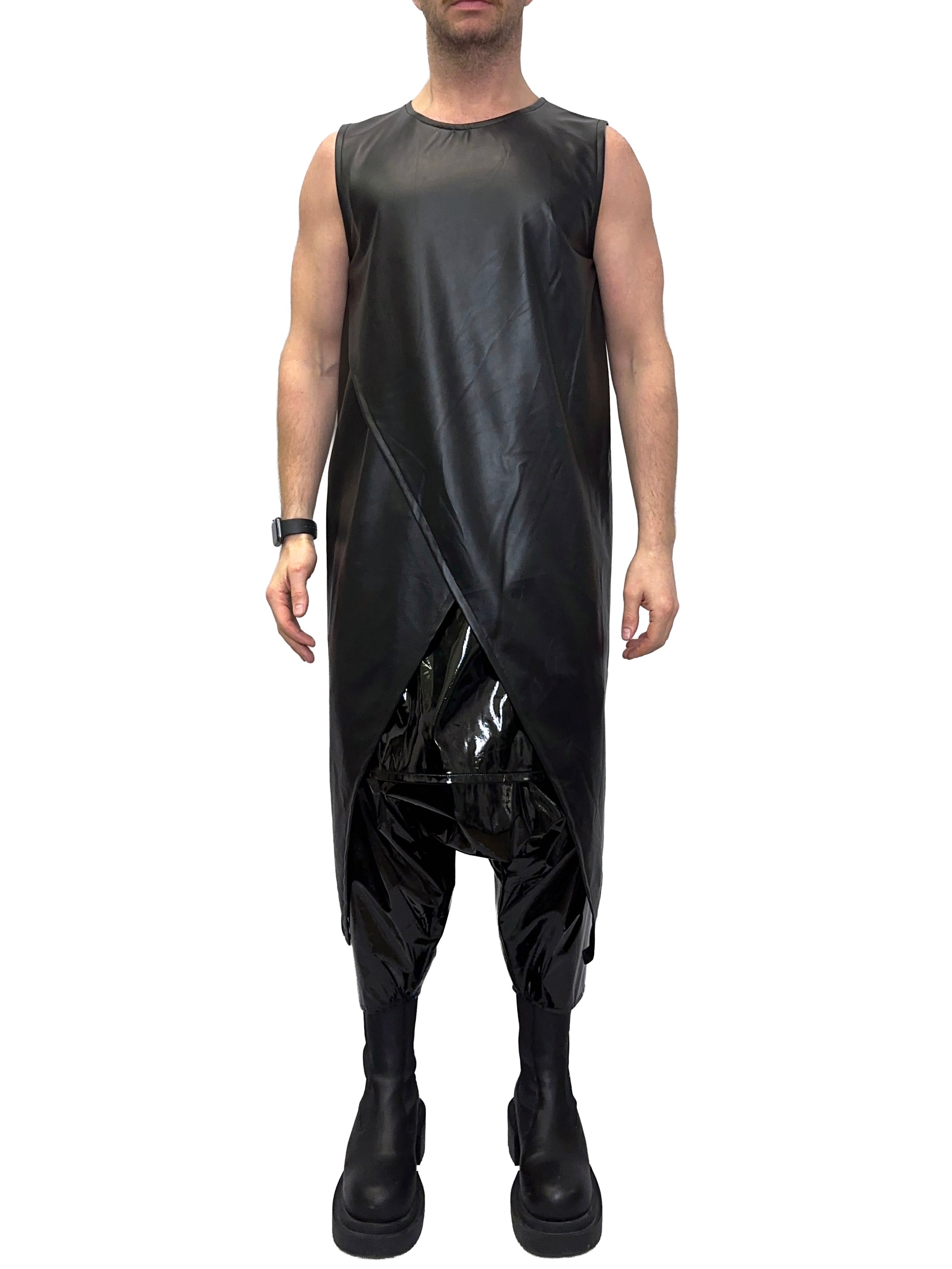 LEATHER LOOK SIDE PEAK VEST