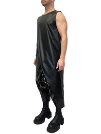 LEATHER LOOK SIDE PEAK VEST