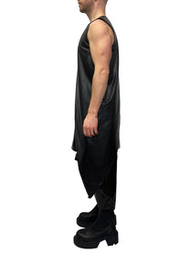 LEATHER LOOK SIDE PEAK VEST