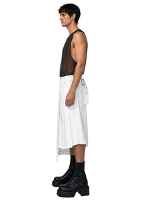 LINEN ASYMMETRIC PLEATED SHORTS