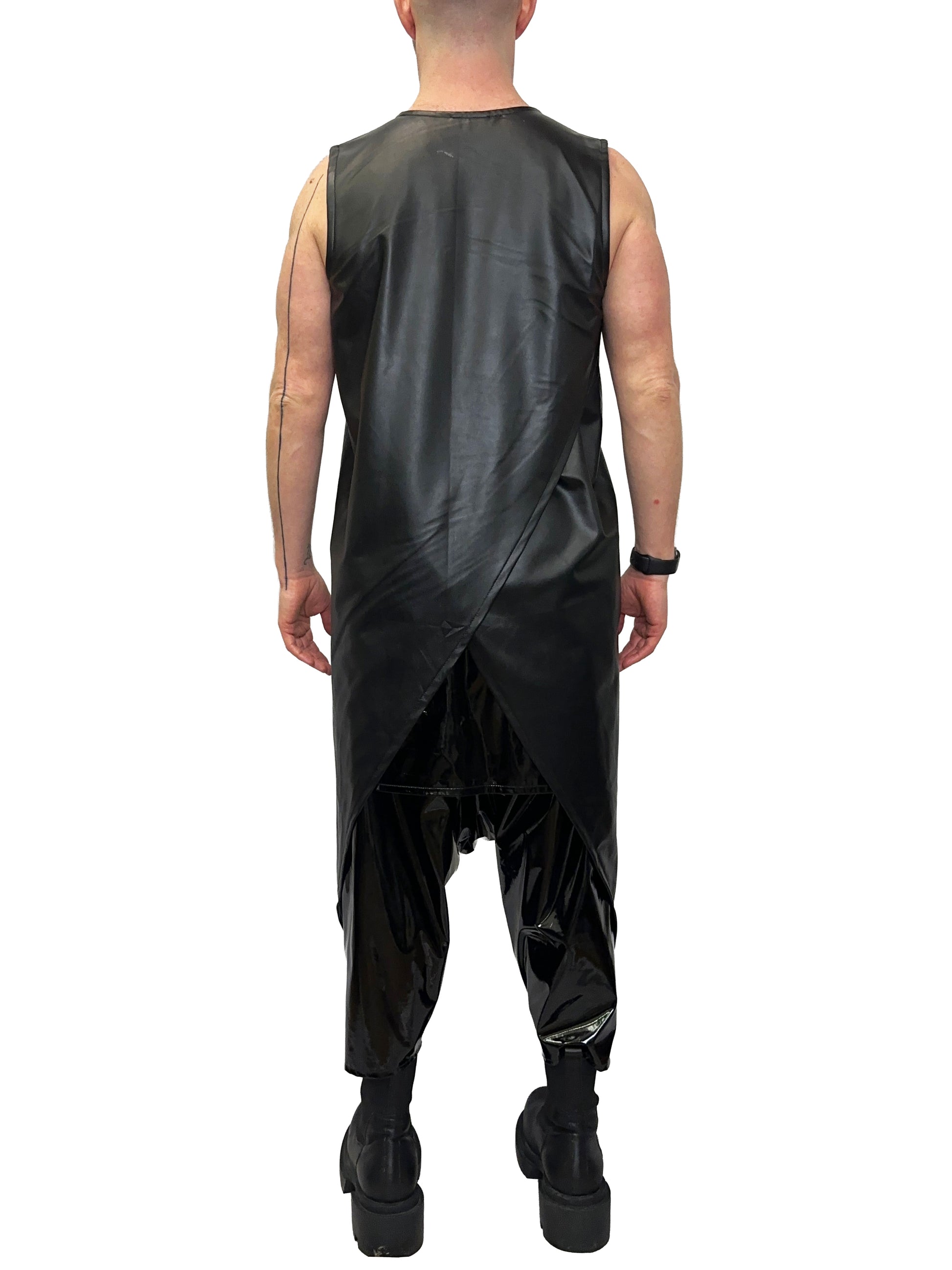 LEATHER LOOK SIDE PEAK VEST